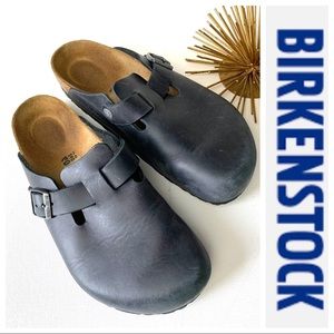 BIRKENSTOCK 260 Boston UNISEX Clogs Mules faded BLACK Distressed Oiled Leather